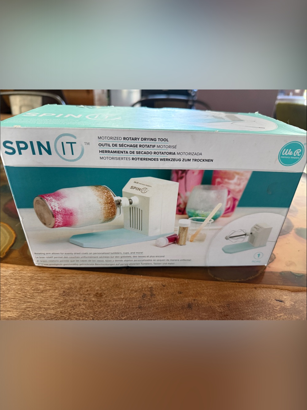 NEW We R Memory Keepers Spin It Motorized Rotating Drying Tool - Aqua/White